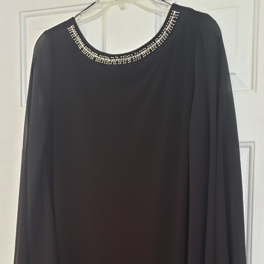 NWT Black Chiffon Dress with Bell Sleeves